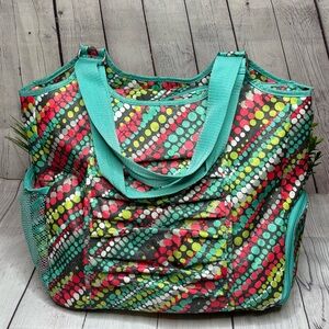 Thirty One All Pro Tote in Turquoise Graffiti Dot
